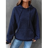 economico Felpe e Sweatshirt Texturizzati-Per donna Felpa con cappuccio Casual Comodo Manica Lunga Con Cappuccio Top Regolari Casuale Tasca Frontale Marrone rossastro Nero Bianco Giallo Rosa Autunno Inverno