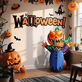 cheap Halloween Outdoor-1 Pc Halloween 1.5M Terrifying Pumpkin with Lamp Inflatable Air Model Indoor and Outdoor Courtyard Garden Lawn Party Atmosphere Decorative Lamp US/EU/UK/AU Plug