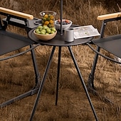 preiswerte Bis zu 30 $-tragbarer schwarzer Outdoor-Tisch mit Lampenständer – klappbar, Eisenkonstruktion, lässiger Stil, inklusive Aufbewahrungstasche, kleiner Outdoor-Tisch