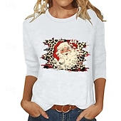 billiga Huvtröja &amp; Sweatshirt-Dam Tröja med pullover Loungetopp Jultröjor Långärmad Överdelar Fritids- Höst Grafisk Bomull Semester Sportkläder Sportkläder Vit Vinröd Purpur