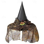 economico Costumi di Halloween per bambine-Bambini Ragazze Cappelli e berretti Dolce Feste Halloween cappello Patchwork Argento Nero
