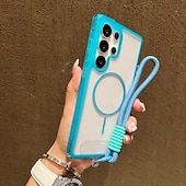 お買い得  サムスン用ケース-電話 ケース 用途 サムスンのギャラクシー S25 Ultra Plus S25エッジ S24 Plus バックカバー ストラップ付き ワイヤレス充電をサポート 耐衝撃 レトロ風 TPU アクリル