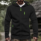 preiswerte Basic-Hoodies für Herren-Herren Kapuzensweatshirt Vollreißverschluss-Kapuzensweatshirt Schwarz Weiß Wein Armeegrün Marineblau Mit Kapuze Einfach Reißverschluss Tasche Sport &amp; Outdoor Täglich Ferien Polyester Streetwear Basic
