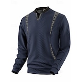 billige Basic gensere-Herre Genser Svart Hvit Navyblå Kakifarget Grå V-hals Fargeblokk Jacquardvevnad Lapper Sport &amp; Utendørs Daglig Ferie Polyester Gatemote Grunnleggende Fritid Vår Høst Klær Gensere Gensere