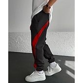 levne Tepláky-Pánské Tepláky Běžec Kalhoty Šňůrky Kapsy Elastický pas Barevné bloky Pohodlné Outdoorové sporty Denní Módní Na běžné nošení Černočervená Bílá  / modrá Lehce elastické
