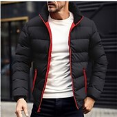 levne Pánské kabáty a parky-Pánské Zimní kabát Puffer bunda Polstrovaná bunda Kapsy Polyester Dovolená Denní nošení Rande Standardní Módní Na běžné nošení Pohodlné Zahřívací Zima Plná / Jednobarevná Fialová Černá Námořnick