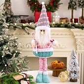 お買い得  装飾品-クリスマスのピンクの伸縮式サンタと雪だるまの置物、高さ調節可能なクリスマスオーナメント、テーブル、棚、窓のディスプレイ、ホリデーデコレーション