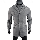 economico Trench da uomo-Per uomo Cappotto da marinaio Trench Vacanza Quotidiano Autunno Inverno Poliestere Antivento Capispalla Abbigliamento Moda Classico Semplice Tasca Collo alla coreana Monopetto