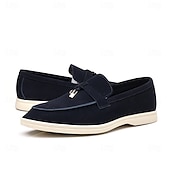 Brune herreloafers i semsket skinn med metalldetaljer – komfortable, casual businesssko til jobb, middager og høstantrekk billige Slip-ons og loafers til herrer-Brune herreloafers i semsket skinn med metalldetaljer – komfortable, casual businesssko til jobb, middager og høstantrekk