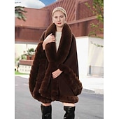 billige Pelssjal-Pelssjal Elegant Hold Varm Ermeløs Flaggermusermer Polyester Bryllup Wrap Med Ren Farge Til Spesiell Leilighet Høst vinter