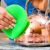 billige Kjøkkenutstyr og -redskap-5 stk. silikon multifunksjonell skrubbsvamp, non-stick oljeoppvaskklut, kjøkkenrengjøringsputer for gryter, panner, tallerkener, gjenbrukbare husholdningsskrubber