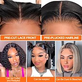 baratos Perucas de seda frontais de cabelo natural-Perucas sem cola, cabelo humano pré-arrancado, pré-cortado, 4x4 hd, fechamento de renda, perucas sem cola, cabelo humano, peruca preta lisa, cabelo humano, use e vá, densidade de 180% para mulheres