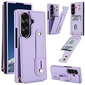 Χαμηλού Κόστους Samsung Θήκη-τηλέφωνο tok Για Samsung Galaxy Z Fold 7 Z Διπλώστε 6 Z Fold 5 Z Fold 4 με λουράκι καρπού Σταντ ποδηλάτου Υποδοχή κάρτας Ρετρό TPU PU δέρμα