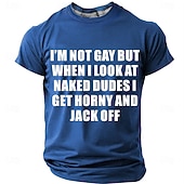  Herren Grafik T-Shirt 'Ich bin nicht schwul aber wenn ich nackte Typen anschaue werde ich geil und mache mir einen herunter' Provokantes Kurzarm