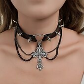 levne Příslušenství-Punk a gotika Náhrdelník Choker Křížový přívěsek pavoučí síť Maškarní kostým Dámské předvečer Všech svatých Karneval Výkon Párty Ležérní Dospělí Náhrdelníky Celý rok