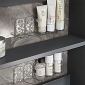 cheap Storage &amp; Organization-Row Plastic Wall Rack 2 Set (10 Pieces), Adhesive Ripple Storage Shelf, No Drilling Wall-Mounted Organizer for Door, Mirror, or Cabinet