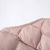 お買い得  キルティングパファージャケット-女性用 ダウン 保温 快適 ボタン カジュアル 平織り 祝日 カジュアル／普段着 週末 シングルブレスト レギュラー Ｖネック レギュラー 長袖 アウターウェア ピンク ダークグリーン カーキ色 秋 冬
