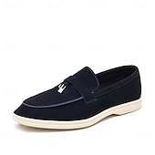 Brune herreloafers i semsket skinn med metalldetaljer – komfortable, casual businesssko til jobb, middager og høstantrekk billige Slip-ons og loafers til herrer-Brune herreloafers i semsket skinn med metalldetaljer – komfortable, casual businesssko til jobb, middager og høstantrekk
