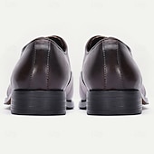 abordables Classic Dress Shoes-Men's Brown Leather Oxford Dress Shoes – Classic Lace-Up Business Formal Shoes for Office, Weddings and Parties