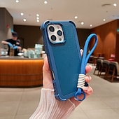 Недорогие Чехлы для iPhone-телефон Кейс для Назначение i16 15 14 Pro Max Plus 13 Кейс на заднюю панель с ремешком Защита от удара Градиент цвета ПК