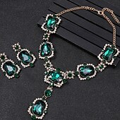 voordelige Sieradensets-Sieradenset 2 Kromi 1 Ketting Oorbellen Dames Elegant Vintage Modieus Vintagestijl Klassiek Sieraden set Voor Bruiloft Feest Bruiloft gast