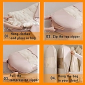 abordables Sac à Vêtements &amp; Housse-Ensemble de 3 sacs à vêtements suspendus peu encombrants avec fermeture éclair à compression automatique, housse anti-poussière pour manteaux, doudounes, organisateur de vêtements de placard avec