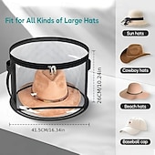  Set de 2 cutii de depozitare pentru pălării pentru femei – cutii mari și transparente pentru depozitarea pălăriilor, pentru pălării de soare cu boruri largi, pălării de cowboy &geantă pliabilă pentru