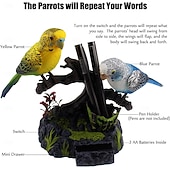 お買い得  造花-音で鳴く鳥、インタラクティブ玩具、電気鳥、話すオウム、電子ペット、オフィス、家の装飾、ペンホルダー、子供のおもちゃ