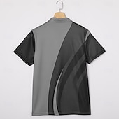baratos Polo havaiano masculino-Homens Abstrato Linha Pólo Manga Curta Camisas polo Camisas de colarinho Casual Recorrer Ao ar livre Roupa Esportiva Roupa Diária Bolsos Impressão 3D Botões Verão Castanho Escuro Cinzento