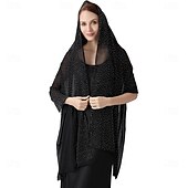economico Scialli-scialli e stole da donna per abiti da sera, scialli in chiffon trasparente con strass scintillanti, copriabiti formali