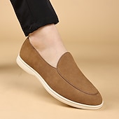 abordables Zapatillas sin cordones y mocasines de hombre-Mocasines sin cordones de ante color tostado para hombre: zapatos casuales livianos para uso diario en la oficina, para ir al trabajo y para el fin de semana.