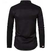 economico Camicie in raso da uomo-Per uomo Camicia Camicia con colletto alla coreana Come la seta Camicia in raso Camicia casual Semplice Formale Matrimonio Nero Manica Lunga Collo alla coreana Primavera &amp; Autunno Tutte le stagioni