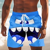 billiga Retro Vintage &amp; Etik-Herr 3D-seriefigur Le ansikte Stora ögon Badshorts Boardshorts Medium Midja Rolig Utomhus Semester Vardag Sidfickor Mesh foder Elastisk dragsko i midjan Designer Kläder