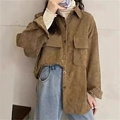 voordelige Dames eenvoudige tops-Damesoverhemd effen kleur elegant vintage dagelijks lange mouw bisschopsmouw overhemd kraag lange tops werk dagelijks uitgaan roze bruin abrikoos lente herfst winter lente, herfst, winter