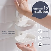 levne koupelnový organizér-Dvouvrstvý držák mýdla s přísavkou Taili, silný držák houbičky do sprchy, koupelny, vany a kuchyňského dřezu, bez vrtání, odnímatelný