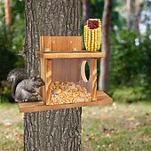 abordables Équipement de Camping-Mangeoire à écureuils, cantine à écureuils murale en bois robuste pour jardin, boîte d&#039;alimentation pour écureuils en rondins d&#039;extérieur résistante à l&#039;humidité pour jardin, arbre