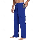 economico Pantaloni della tuta-Per uomo Pantaloni da tuta Pantaloni Pantaloni da Tuta Cargo Pantaloni della tuta a gamba dritta Coulisse Tasca Elastico in vita Semplice Comodità Sport all&#039;Aperto Quotidiano Moda Casual Nero Bianco