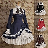 cheap Dresses-Retro Vintage Gothic Lolita Rococo Dress Trumpet Sleeve Movie / TV Theme Costumes Lace Bow Fancy Dress Women&#039;s Girls&#039; Party Masquerade Party &amp; Evening Adults&#039; Dress