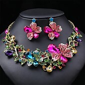 abordables Parures de Bijoux-Parure de bijoux 2 Strass Chrome 1 Collier Boucles d&#039;oreilles Femmes Élégant ancien Mode Le style rétro Classique Parure de Bijoux Pour Mariage Soirée robe demoiselle d honneur