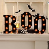 ieftine Lumini decorative-Lumini de Halloween cu litere, lumini luminoase în formă de boo, decor, lumini, ornamente pentru birou, fantomă, festival, atmosferă interioară, aspect