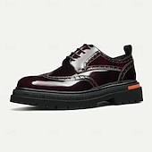billige Klassiske Pensko-Herresko i ekte skinn med vingetupp og brogues, klassisk brunt formelt fottøy for kontor, banketter og bryllup