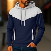 baratos hoodies básicos dos homens-Homens Moletom Moletom com capuz Adamascado Preto Branco Amarelo Verde Tropa Com Capuz Tecido Patchwork Bloco de cor Desportos e Ar livre Casual Diário Roupa de rua Legal Roupa de Esporte Primavera