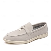 Brune herreloafers i semsket skinn med metalldetaljer – komfortable, casual businesssko til jobb, middager og høstantrekk billige Slip-ons og loafers til herrer-Brune herreloafers i semsket skinn med metalldetaljer – komfortable, casual businesssko til jobb, middager og høstantrekk