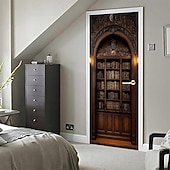 economico Striscioni per Garage e Porte-Copertura della porta Banner per esterni libreria Biblioteca 3D Accademia oscura Camera da letto Soggiorno Porta d'ingresso Decorazioni Parete Porta Sfondo