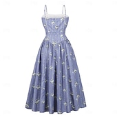 cheap Dresses-1950s Retro Vintage Dress Swing Dress Sleeveless Floral Fancy Dress Women's Carnival Masquerade Daily Wear Bachelorette Party Adults' Dress