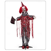 お買い得  ハロウィン-ハロウィーンのピエロの置物、肉切り包丁を持っている、お化け屋敷の秘密の部屋、電気センサーで光る装飾小道具
