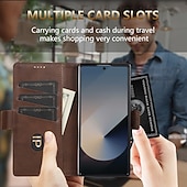 cheap Samsung Cases-Phone Case For Samsung Galaxy Z Fold 7 Z Fold 6 Z Fold 5 Z Fold 4 Back Cover Card Slot Shockproof Retro TPU PU Leather
