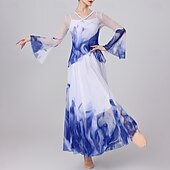 economico Abbigliamento da Pratica-Abbigliamento sportivo Gonne Stampa Giunzione Tulle Per donna Performance Allenamento Manica Lunga Alto Poliestere