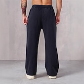 cheap Straight Leg-Men's Sweatpants Trousers Straight Leg Sweatpants Pocket Elastic Waist Plain Comfort Sports Outdoor Daily Fashion Casual Black Navy Blue Micro-elastic