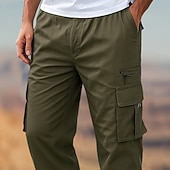voordelige Cargobroeken-Voor heren Cargohosen Cargo-broek Vechtbroek Zak met rits Effen Kleur Effen Sneldrogend Lichtgewicht Volledige lengte Buiten Casual Dagelijks Vakantie Etnische stijl Zwart Leger Groen